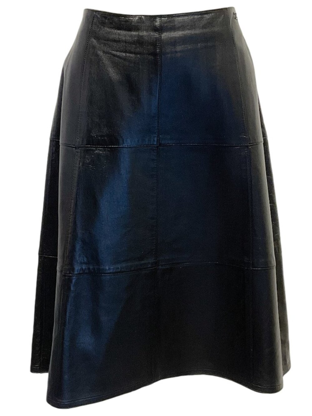 Chanel Black Leather A Line Skirt